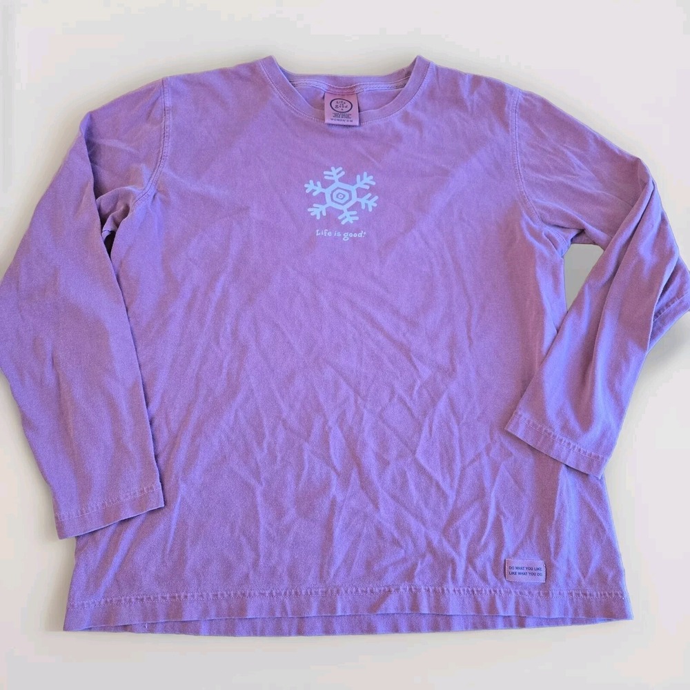 Life Is Good Womens M RED snowflake Long Sleeved Shirt READ - Picture 1 of 8